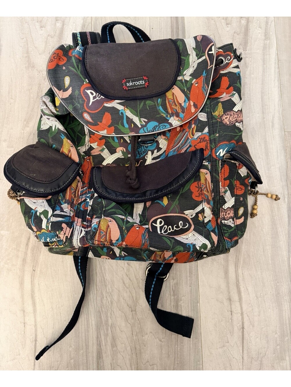Sakroots Multicolor Floral Backpack Pockets With Attached Pencil/makeup Bag
